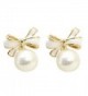 White Color Bowknot Dropearrings Simulation Pearl Ear Clip On Earrings No Pierced Earrings for Women - CK183NUWKCO