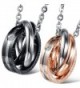 Oidea 2 Pcs Stainless Steel Lover's Message Pendant Necklace- Dual Rings hook-ups with Chain - CK12GRMXDJL