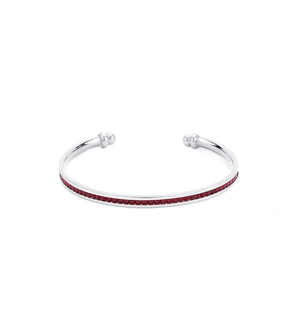 Samie Collection 1.5ctw CZ Birthstone Cuff Bangle Bracelets (2.5Inch) - January Garnet - CW12OB0941W