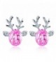 Crystal Gemstone Earrings luxury three dimensional Christmas reindeer earing/necklace set (seperately) - Pink - CP12JZ1KXQR