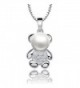 925 Sterling Silver Cubic Zirconia Cute Bear Jewelry Pendant Necklace - CO1872QC520