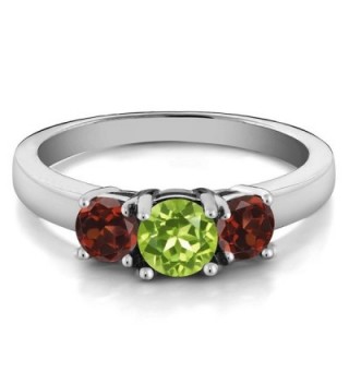 Peridot Garnet Sterling Silver 3 Stone