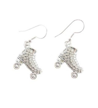 Roller Skate Clear Crystals Fashion French Hook Earrings - CA11FINSIXH