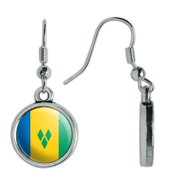 Novelty Dangling Earrings Country National - Saint Vincent and Grenadines National Country Flag - C312N8N8S25