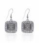 Inspired Silver Bingo Classic Charm Earrings Square French Hook Clear Crystal Rhinestones - CG124J2WKTP