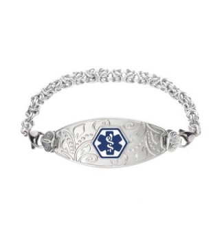 Divoti Custom Engraved Lovely Filigree Medical Alert Bracelet -Handmade Byzantine-Deep Blue - CU12CWBL2QH