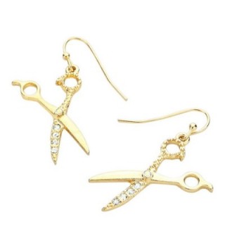Liavys Scissors Fashionable Earrings Sparkling - Gold Plated - CD1261NURVN
