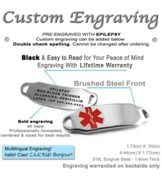 MyIDDr Pre Engraved Customizable Epilepsy Bracelet