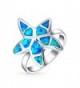Bling Jewelry Synthetic Blue Opal Nautical Starfish Sterling Silver Ring - CX110OG5J3Z
