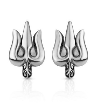 Sterling Silver Trishula 3 Headed Earrings