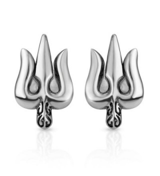 Sterling Silver Trishula 3 Headed Earrings