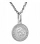 Dainty Sterling Silver St Christopher Medal Necklace 1/2 inch Round Italy 0.8mm Chain - CU111413BKR
