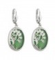 Tree of Life Drop Earrings Rhodium Green Irish Made - CN11YMZJ6ZB