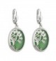 Tree of Life Drop Earrings Rhodium Green Irish Made - CN11YMZJ6ZB