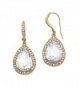 Mariell Gold Pear-Shaped Crystal Dangle Earrings for Weddings- Bridal- Prom- Bridesmaids & Fashion Glam - CZ12O8X8EQS