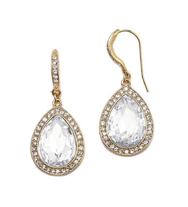 Mariell Gold Pear-Shaped Crystal Dangle Earrings for Weddings- Bridal- Prom- Bridesmaids & Fashion Glam - CZ12O8X8EQS