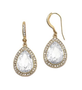 Mariell Gold Pear-Shaped Crystal Dangle Earrings for Weddings- Bridal- Prom- Bridesmaids & Fashion Glam - CZ12O8X8EQS