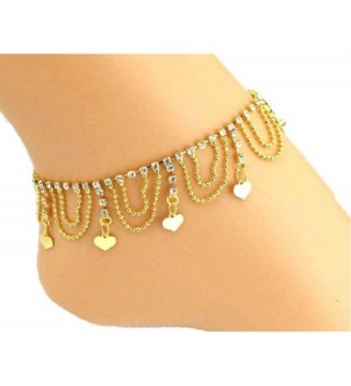 JY Jewelry Gold-plated wave chain heart sequins charms Rhinestones Anklet - CO11VD7401V