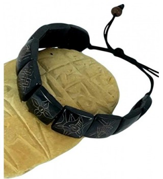 Carved Dark Yak Bone Bracelet with Eight Auspicious Symbols - CZ116H00SUV