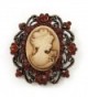 Antique Gold Amber Coloured Diamante 'Cameo' Brooch - 4.5cm Length - CJ118TC6O6H