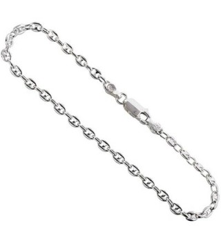 Sterling Silver Puffed Anchor Chain Necklaces & Bracelets 3.4mm Nickel Free Italy- sizes 7 - 30 inch - CO11H234795