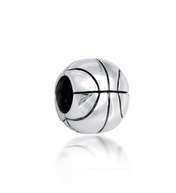 Bling Jewelry Two Tone Basketball Bead Charm .925 Sterling Silver - CQ11547VD0H