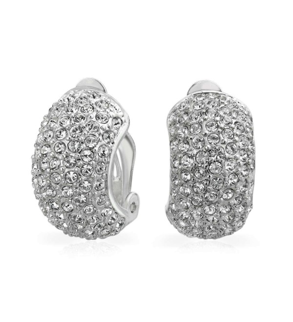 Bling Jewelry CZ 7 Row Half Hoop Huggie Clip On Earrings - CA1164ZT07L