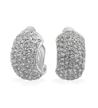 Bling Jewelry CZ 7 Row Half Hoop Huggie Clip On Earrings - CA1164ZT07L