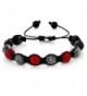 Black & Red Seven Pave Crystal Ball Adjustable Bracelet 10mm - CT116GZAVWL