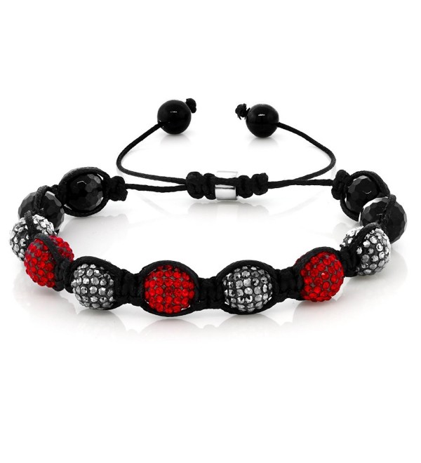 Black & Red Seven Pave Crystal Ball Adjustable Bracelet 10mm - CT116GZAVWL