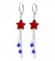 Body Candy Handcrafted Silver Plated Leverback Patriotic Star Drop Earrings - C1113Y45INZ