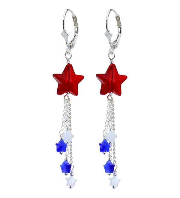 Body Candy Handcrafted Silver Plated Leverback Patriotic Star Drop Earrings - C1113Y45INZ