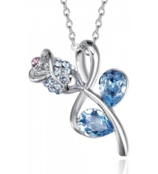 FAPPAC Teardrop Flower Pendant Necklace Enriched with Swarovski Crystals - CF127EV5AYJ