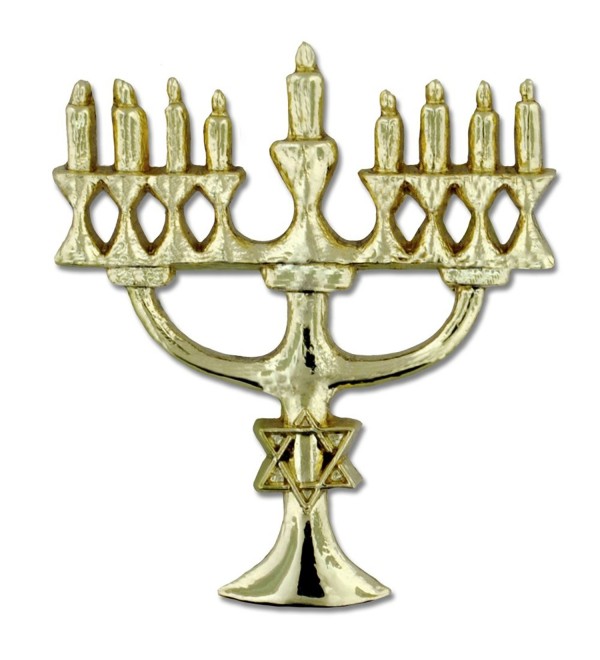 PinMart's 3D Gold Plated Hanukkah Menorah Lampstand Jewish Holiday Lapel Pin - CL119PEPG9J