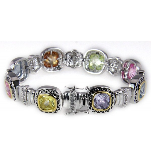 4031028 Multi Color Tennis Bracelet CZ's Fashion 2 Tone Very Beautiful - CT11E6X5WRP