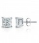 Sterling Silver Simulated Princess Cut CZ Diamond Stud Earrings 4 Prong (3mm- 7mm- AAA quality) - CN18200XO0S