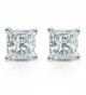 Sterling Simulated Princess Diamond Earrings in Women's Stud Earrings