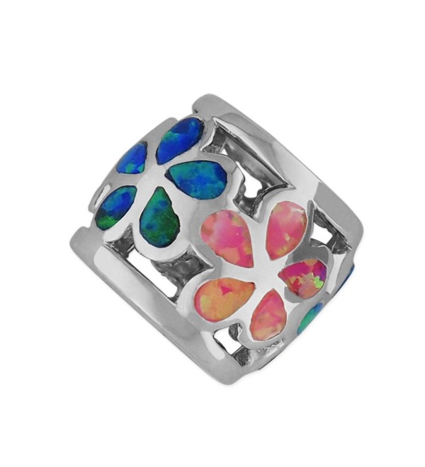 Sterling Silver Synthetic Multi Color Opal Plumeria Bead Charm/Pendant - C111GM0WL7J