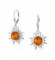 Bling Jewelry Synthetic Amber Sun Sterling Silver Dangle Leverback Earrings - CO11FXPF65X