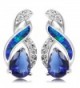 Sterling Silver Stud Earring Yellow Gold Blue Opal Mystic Topaz Sapphire Women Jewelry - CT186785YE4