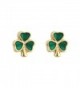 Shamrock Earrings Small Studs Gold Plated & Enamel Irish Made - CH116D54RJD