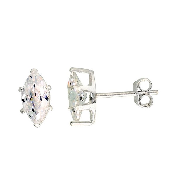 Sterling Silver Cubic Zirconia Marquise Earrings Studs 1 carat/pair - CY1117MDRAL