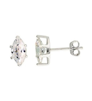 Sterling Silver Cubic Zirconia Marquise Earrings Studs 1 carat/pair - CY1117MDRAL