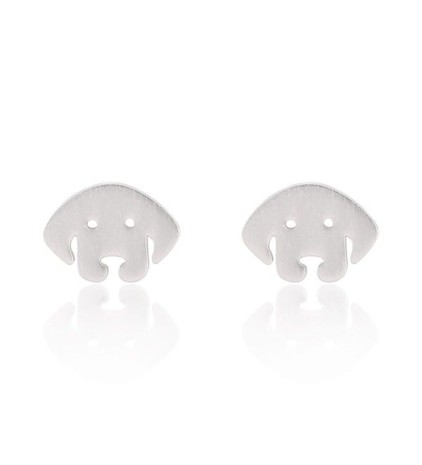 925 Sterling Silver Cut-Out Mini Puppy Dog Face Matte Finish Stud Earrings - Nickel Free - C811W4KATL5