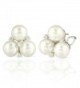 JanKuo Jewelry Rhodium Plated Prom Bridal 3 Simulated Pearls Cubic Zirconia French Clip Earrings - CQ115GOOYPJ