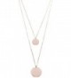 Layered Necklace Circle Pendants Rose Gold | Double Row Necklace 2 Round Charms - CD18222M2MY