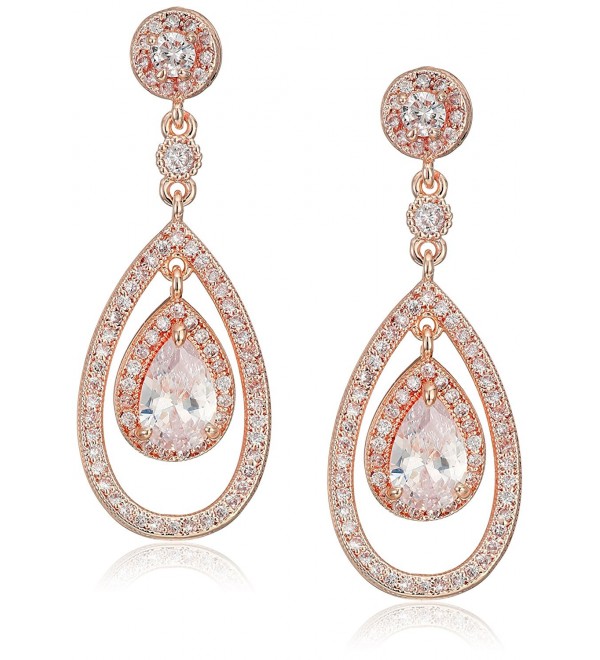 Rose Gold Tone Pave Post Orbital Drop Earrings - CH1876GIAG7