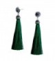 Womens Thread Tassel Earrings Rhinestones - Dark green - CQ186C7X9DK