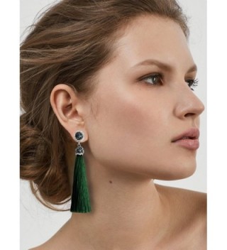 Womens Thread Tassel Earrings Rhinestones