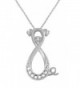 14k Gold Over Sterling Silver White Natural Diamond Pig Infinity Pendant Necklace (0.1 Ct) - CX12NRUGXJU
